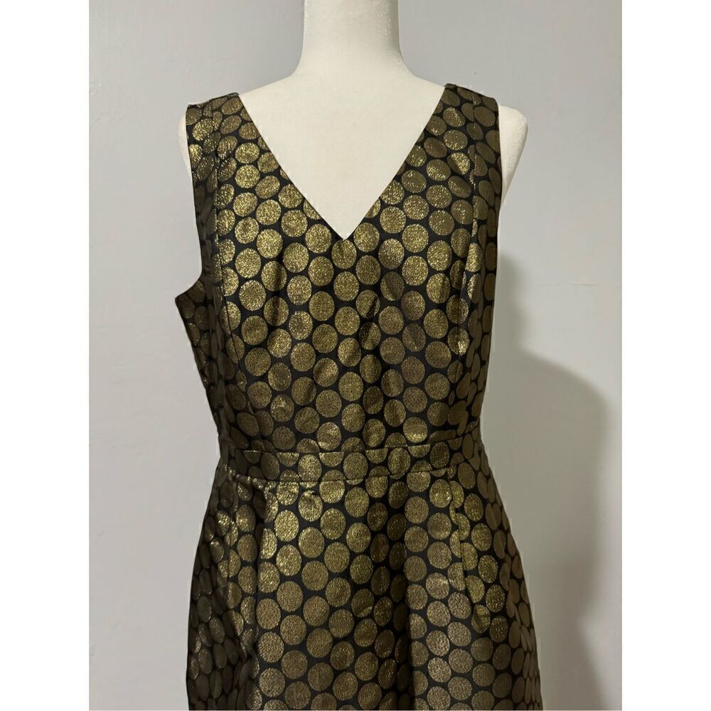 J. Crew MET black metallic Gold polka dots with pockets v neck 12